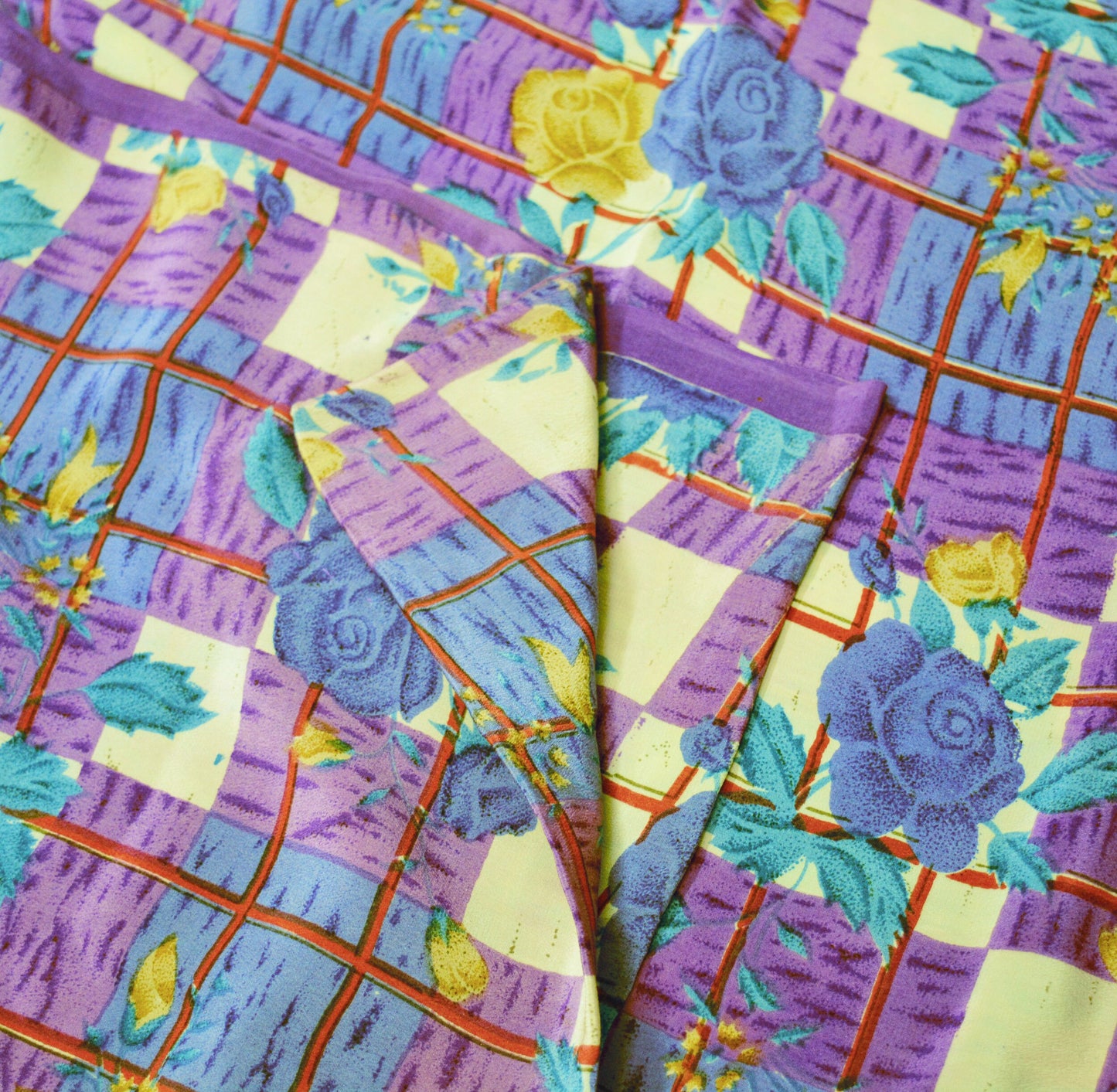 Indian Vintage Sari Purple Pure Crepe Silk Printed Saree 5yard Sewing Floral Soft Craft Fabric Wrap