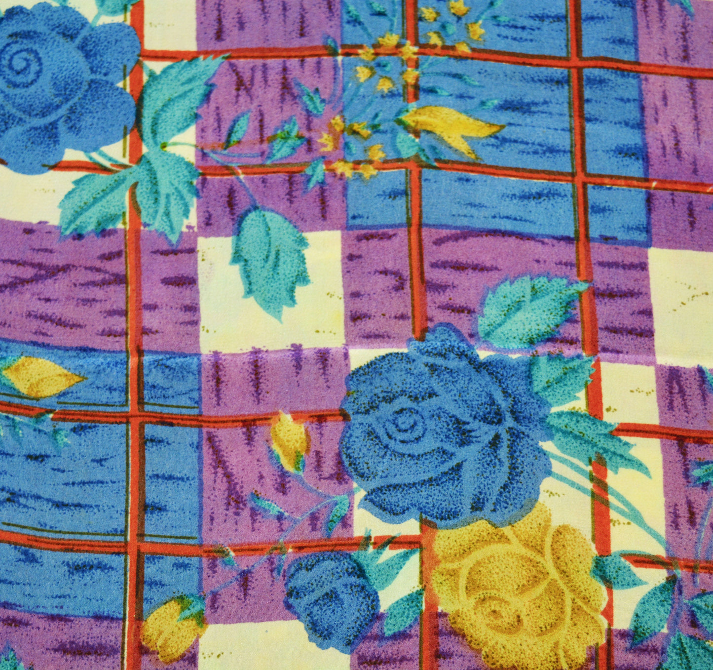 Indian Vintage Sari Purple Pure Crepe Silk Printed Saree 5yard Sewing Floral Soft Craft Fabric Wrap