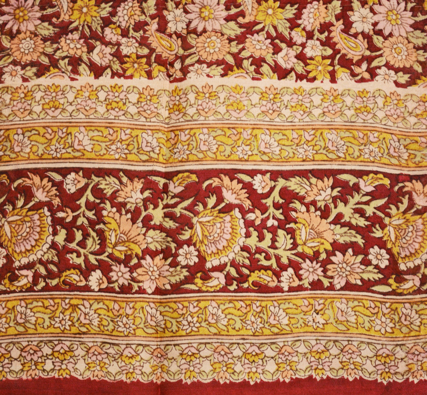 Indian Vintage Sari Maroon 100% Pure Silk Printed Saree Fabric 6yard Sewing Craft DressMaking  Soft Paisley