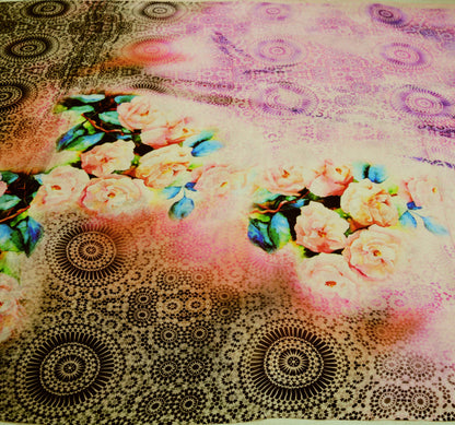 FREE SHIPPING Indian Vintage Saree Multi Satin Digital Printed Indian Sari Fabric 5yard Sewing Floral Soft Craft Fabric Dressmaking