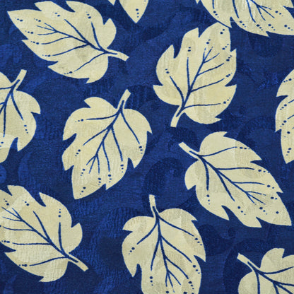 FREE SHIPPING Indian Vintage Saree Blue Moss Crepe Printed Indian Sari Fabric 5yard Sewing Soft Craft Fabric Dressmaking Leaf