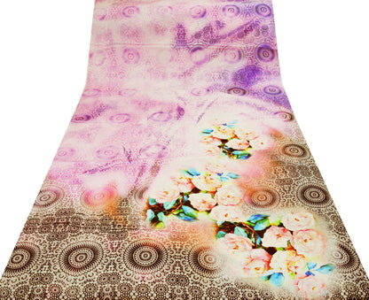 FREE SHIPPING Indian Vintage Saree Multi Satin Digital Printed Indian Sari Fabric 5yard Sewing Floral Soft Craft Fabric Dressmaking