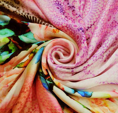 FREE SHIPPING Indian Vintage Saree Multi Satin Digital Printed Indian Sari Fabric 5yard Sewing Floral Soft Craft Fabric Dressmaking