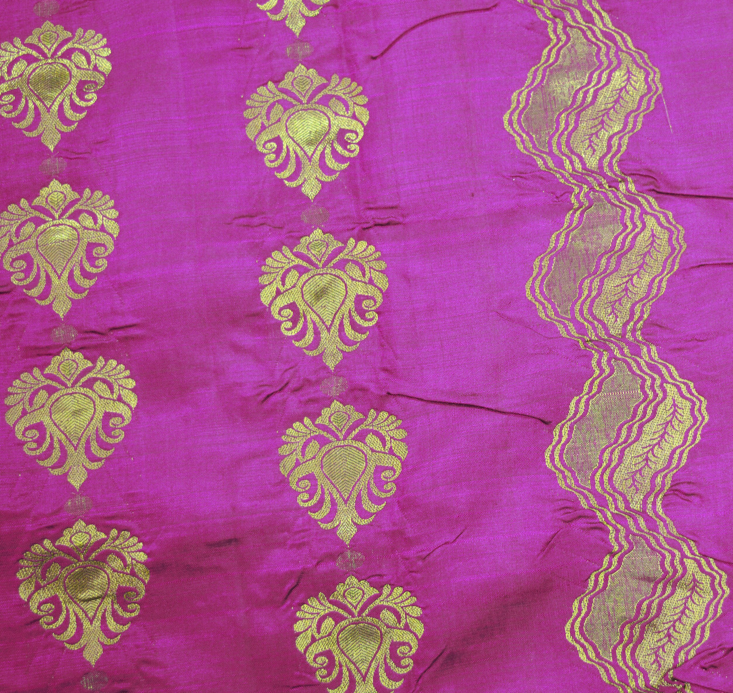 Indian Vintage Heavy Saree Purple & Saffron Hand Woven Kanjivaram 100% Pure Silk Indian Sari Fabric 5Yard Ethnic Zari Floral