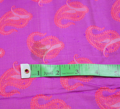 Indian Vintage Purple & Pink Heavy Saree Hand Woven Kanjivaram Pure Silk Indian Sari Fabric 5Yard Ethnic Zari Paisley Fringes