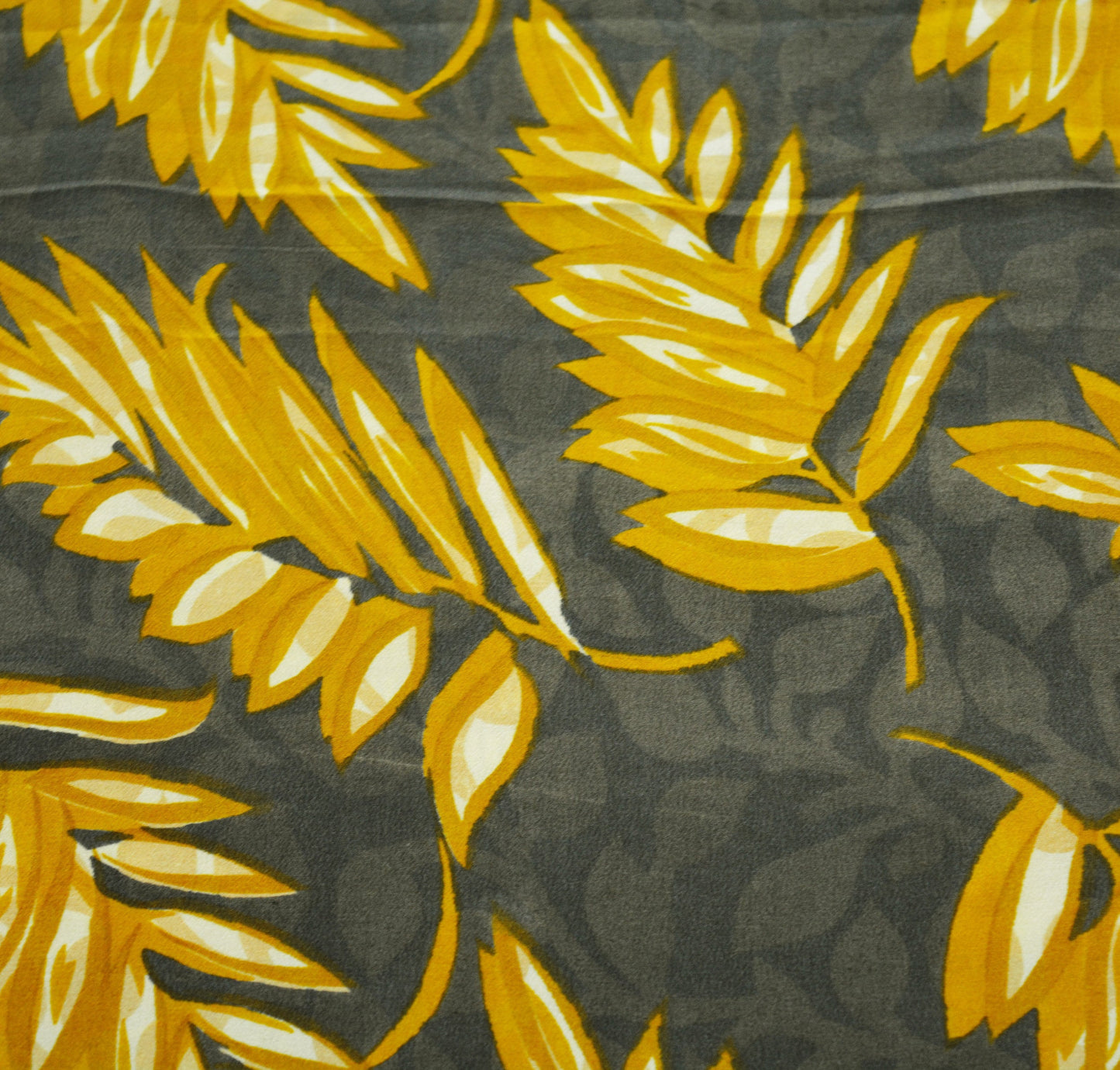 Indian Vintage Sari Mustard & Gray Pure Crepe Silk Printed Saree 5yard Sewing Floral Soft Craft Fabric Wrap