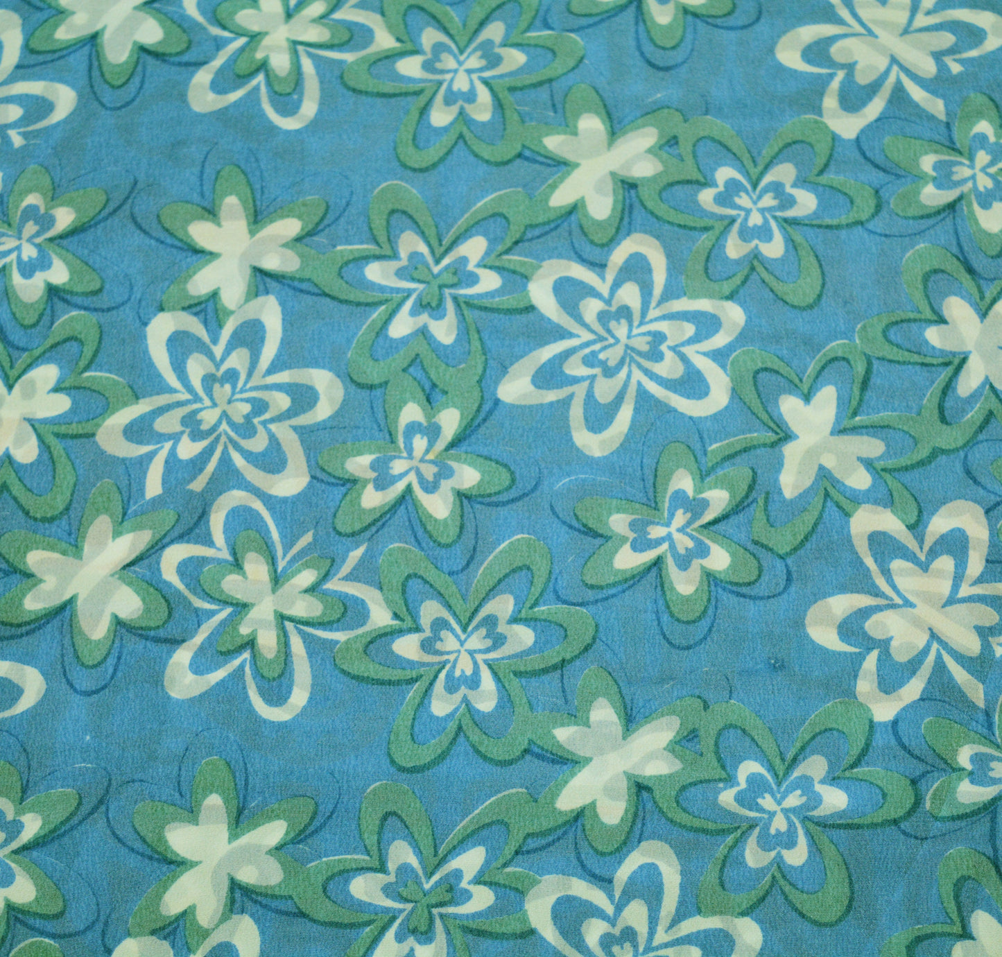 Indian Vintage Sari Blue Pure Crepe Silk Printed Saree 5yard Sewing Floral Soft Craft Fabric Wrap