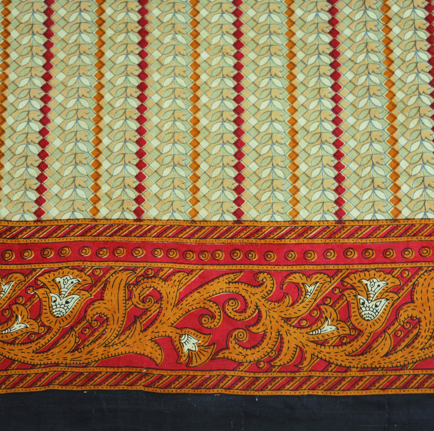 Indian Vintage Sari Red & Beige Pure Silk Printed Saree 5yard Sewing Craft Fabric DressMaking  Soft Floral