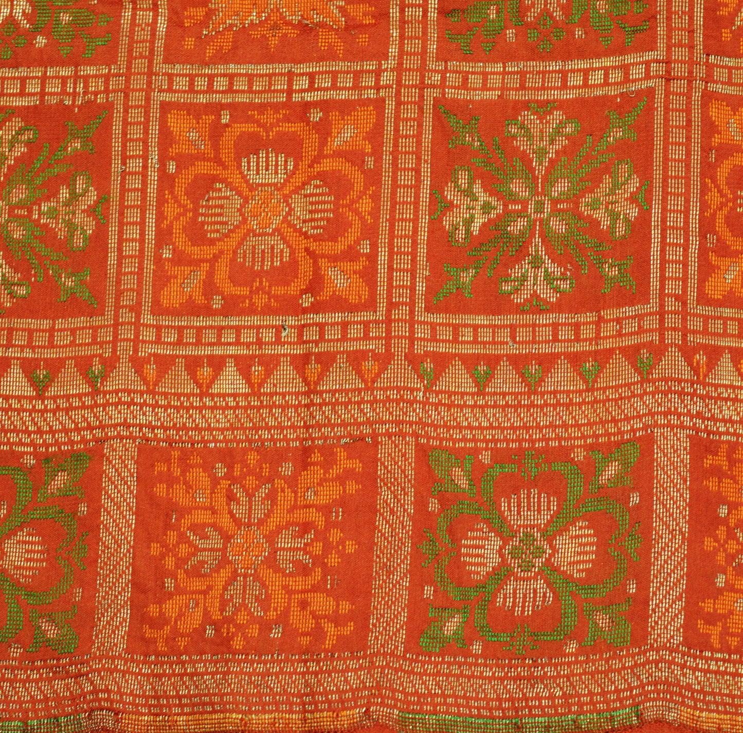 Indian Vintage Sari Orange Heavy Wedding  Pure Silk Woven Banarasi Saree Zari 5Yard