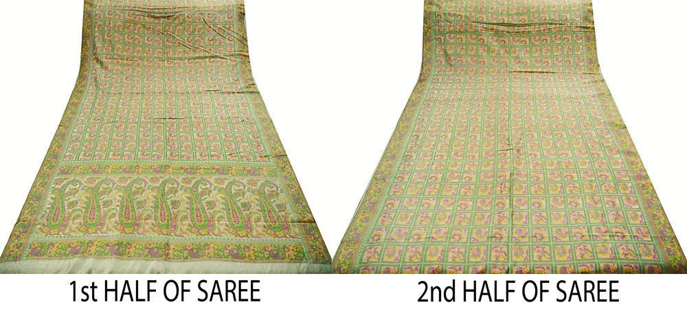 Indian Vintage Bridal Heavy Sari Ivory Pure Silk Hand Woven Banarasi Sarees Golden Zari 5Yd Craft Fabric Dress making Quilting Crafting