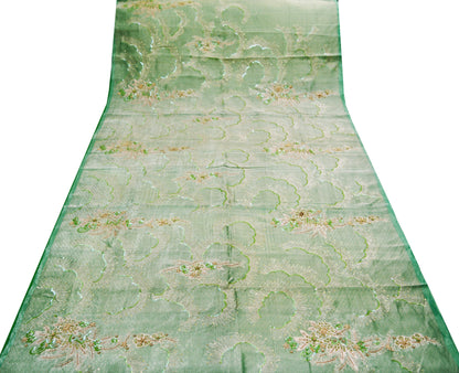 Antique Vintage Green Heavy Wedding Saree Pure Tissue Silk Hand Embroidered Indian Sari Zari Zardozi/Dabka 5Yard