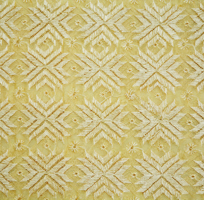 Indian Vintage Beige Sarees Chiffon Embroidered Bagh Phulkari Indian Sari Craft Fabric 5Yard Dress Making Sewing