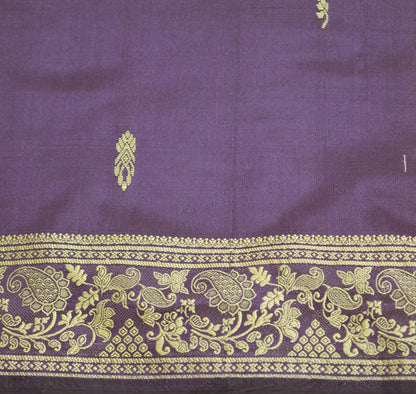 Indian Vintage Heavy Saree Purple Hand Woven 100% Pure Silk Indian Sari Fabric 5Yard Silk Sari Ethnic Floral Ethnic