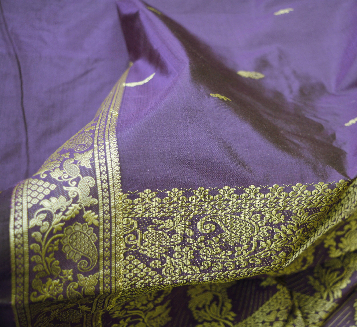 Indian Vintage Heavy Saree Purple Hand Woven 100% Pure Silk Indian Sari Fabric 5Yard Silk Sari Ethnic Floral Ethnic