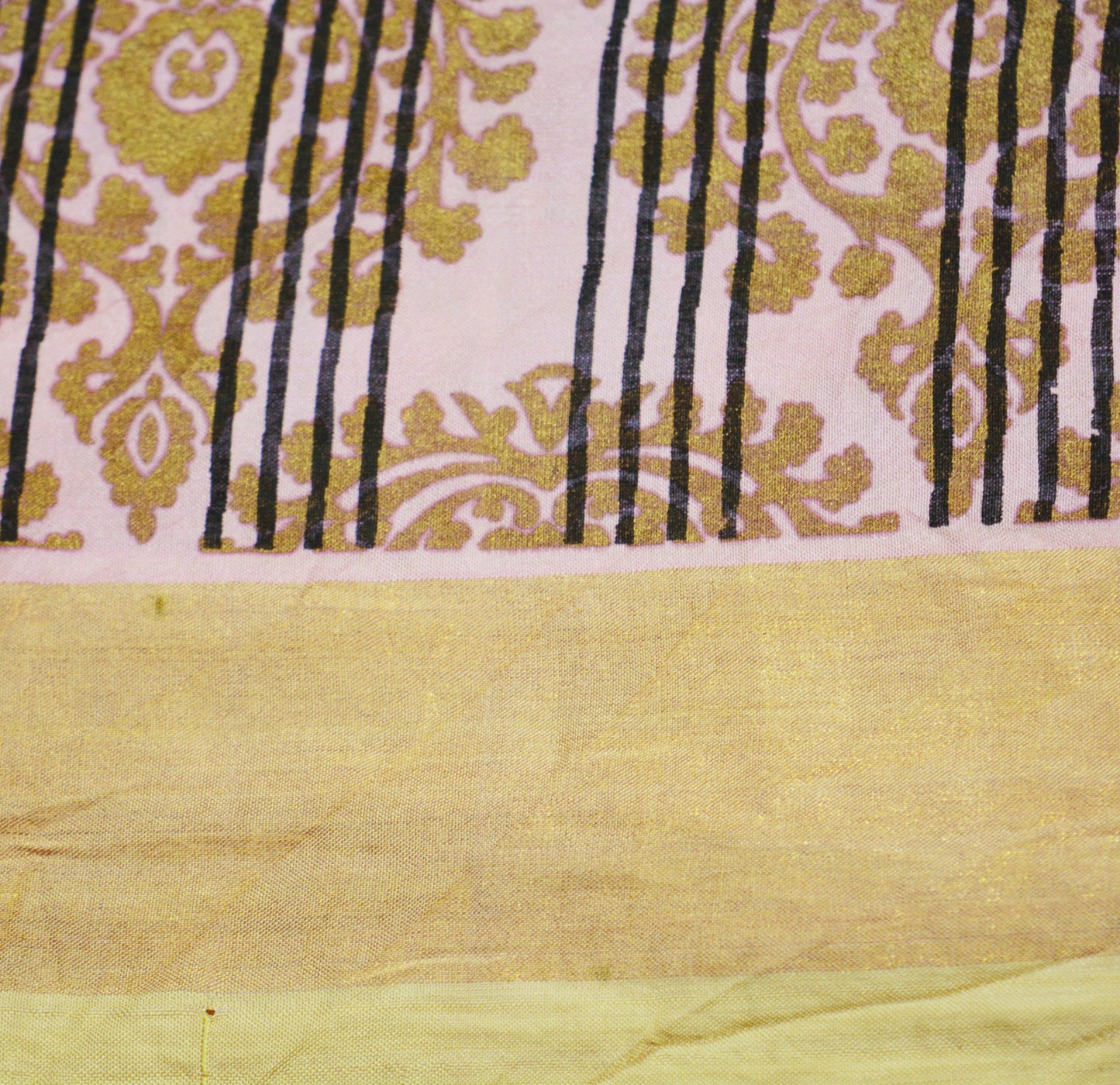 Vintage Sari Pink Pure Silk Hand Painted Saree 5yd Soft Zari Dress Designing for Crafting