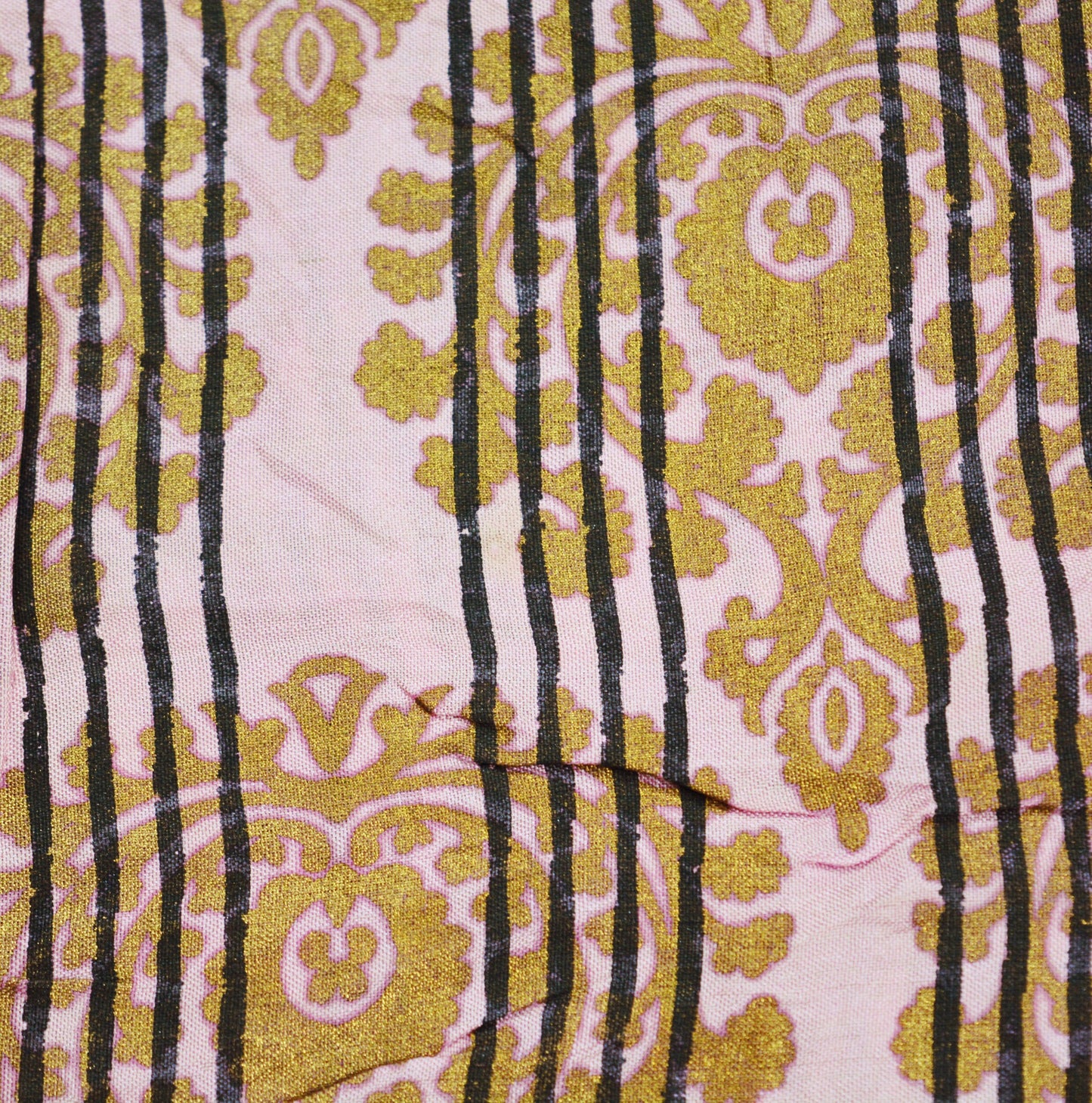 Vintage Sari Pink Pure Silk Hand Painted Saree 5yd Soft Zari Dress Designing for Crafting