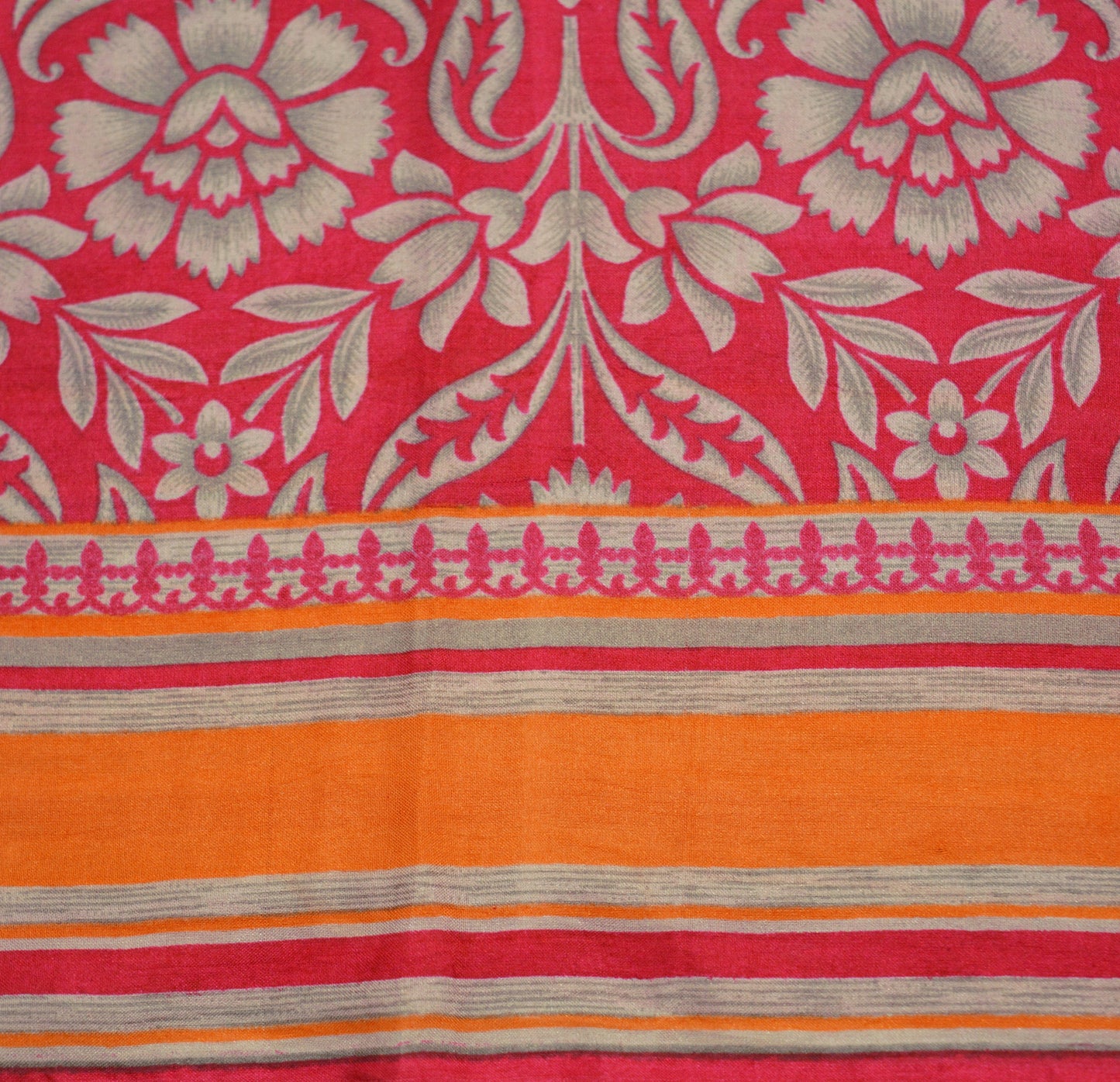 Indian Vintage Sari Red Pure Silk Printed Saree Craft Fabric 5yard Sewing DressMaking  Soft Floral