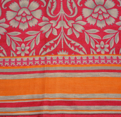 Indian Vintage Sari Red Pure Silk Printed Saree Craft Fabric 5yard Sewing DressMaking  Soft Floral