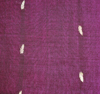 Vintage Purple Hand Woven Saree 100% Pure Silk Indian Sari Metallic Golden Zari 5Yard Floral Design