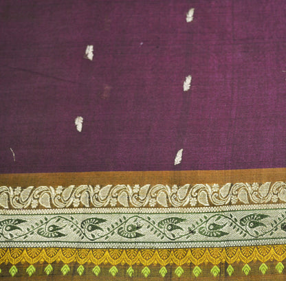 Vintage Purple Hand Woven Saree 100% Pure Silk Indian Sari Metallic Golden Zari 5Yard Floral Design