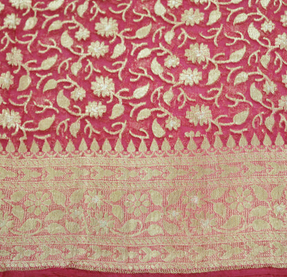 Vintage Pink Heavy Sari Wedding  Pure Organza Silk Hand Woven Banarasi Brocade Saree Zari 5Yard  Indian Sari