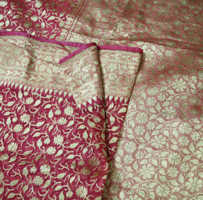 Vintage Pink Heavy Sari Wedding  Pure Organza Silk Hand Woven Banarasi Brocade Saree Zari 5Yard  Indian Sari