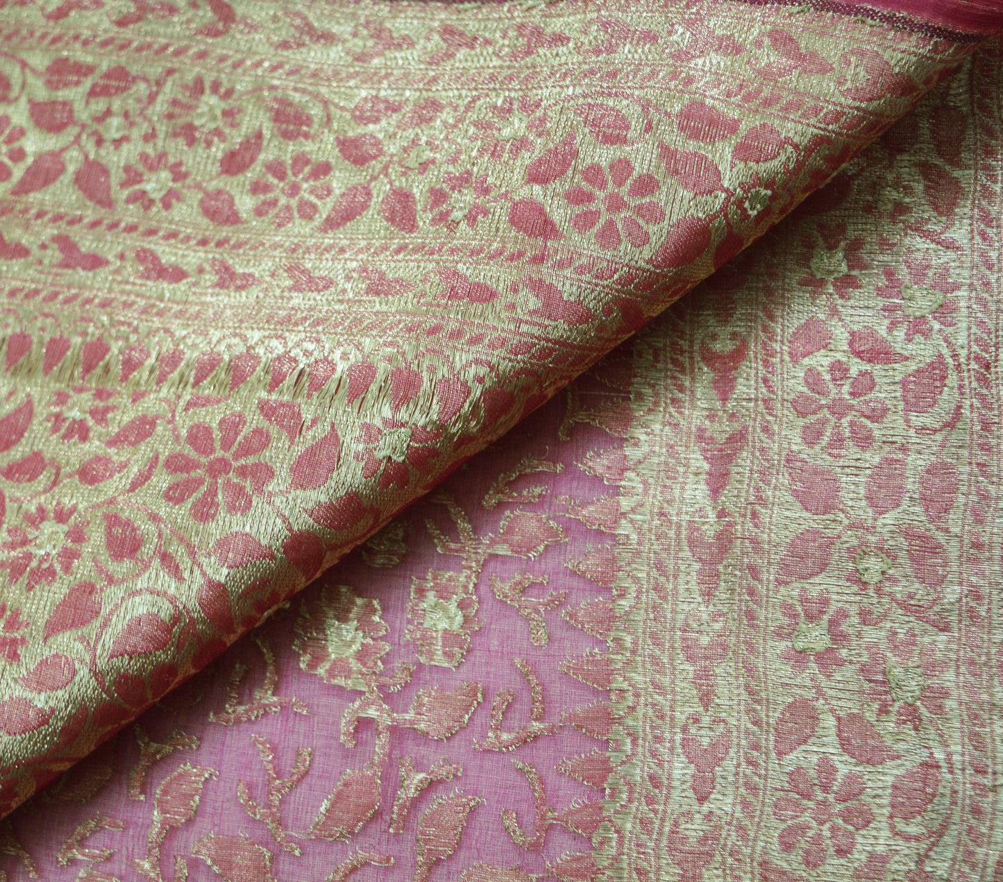 Vintage Pink Heavy Sari Wedding  Pure Organza Silk Hand Woven Banarasi Brocade Saree Zari 5Yard  Indian Sari