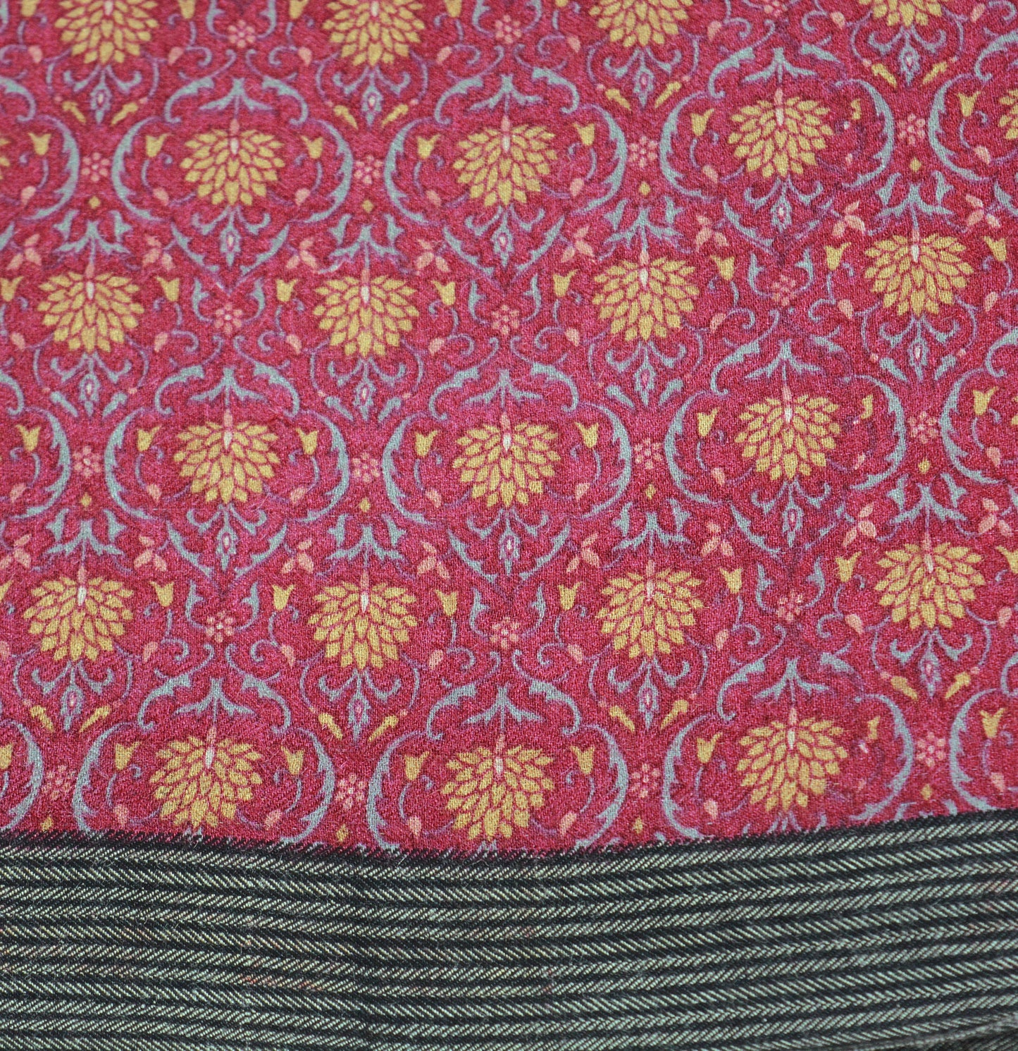 Vintage Pink Heavy Saree Pure Woolen Woven Printed Indian Sari Fabric 5Yard Indian Sari Soft Floral Warm