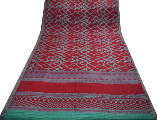 Vintage Maroon Saree Woven Printed Pure Woolen Indian Sari Fabric 5Yard Indian Sari Soft Floral Warm