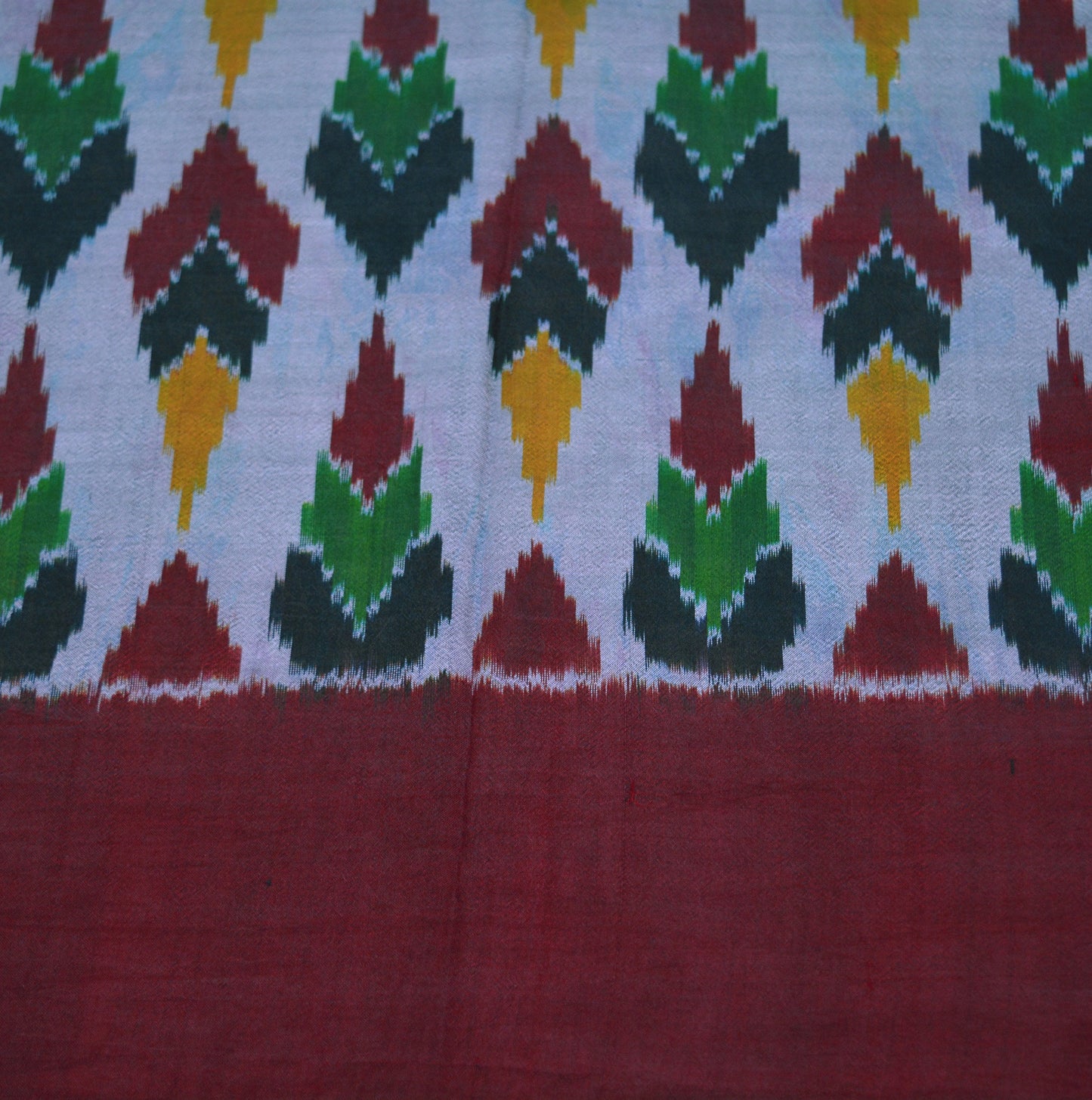 Indian Vintage Saree Gray & Maroon Pure Silk Hand Woven Ikat Indian Sari Fabric 5Yard Craft Ethnic Premium