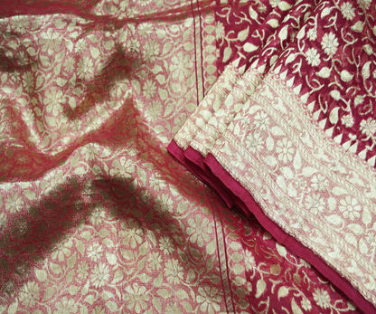 Vintage Pink Heavy Sari Wedding  Pure Organza Silk Hand Woven Banarasi Brocade Saree Zari 5Yard  Indian Sari