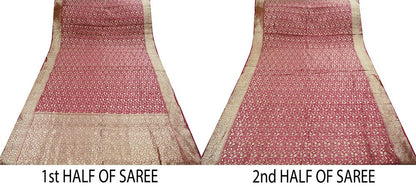 Vintage Pink Heavy Sari Wedding  Pure Organza Silk Hand Woven Banarasi Brocade Saree Zari 5Yard  Indian Sari