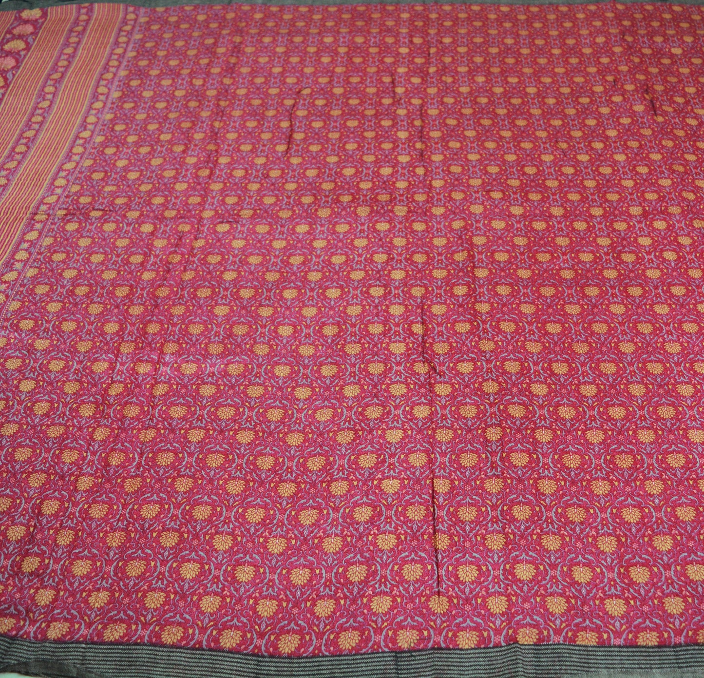 Vintage Pink Heavy Saree Pure Woolen Woven Printed Indian Sari Fabric 5Yard Indian Sari Soft Floral Warm