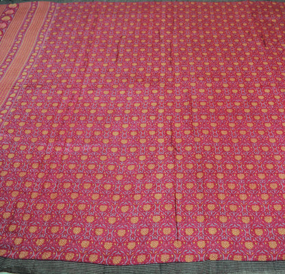 Vintage Pink Heavy Saree Pure Woolen Woven Printed Indian Sari Fabric 5Yard Indian Sari Soft Floral Warm