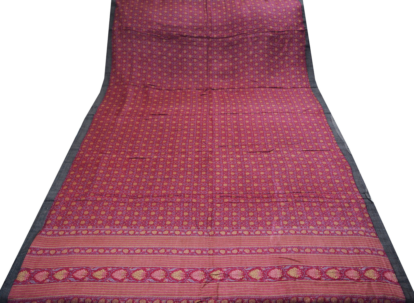 Vintage Pink Heavy Saree Pure Woolen Woven Printed Indian Sari Fabric 5Yard Indian Sari Soft Floral Warm