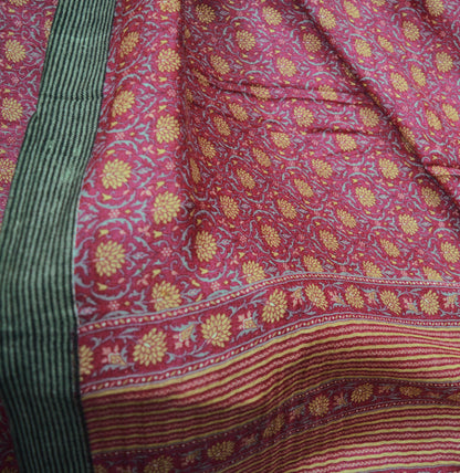 Vintage Pink Heavy Saree Pure Woolen Woven Printed Indian Sari Fabric 5Yard Indian Sari Soft Floral Warm