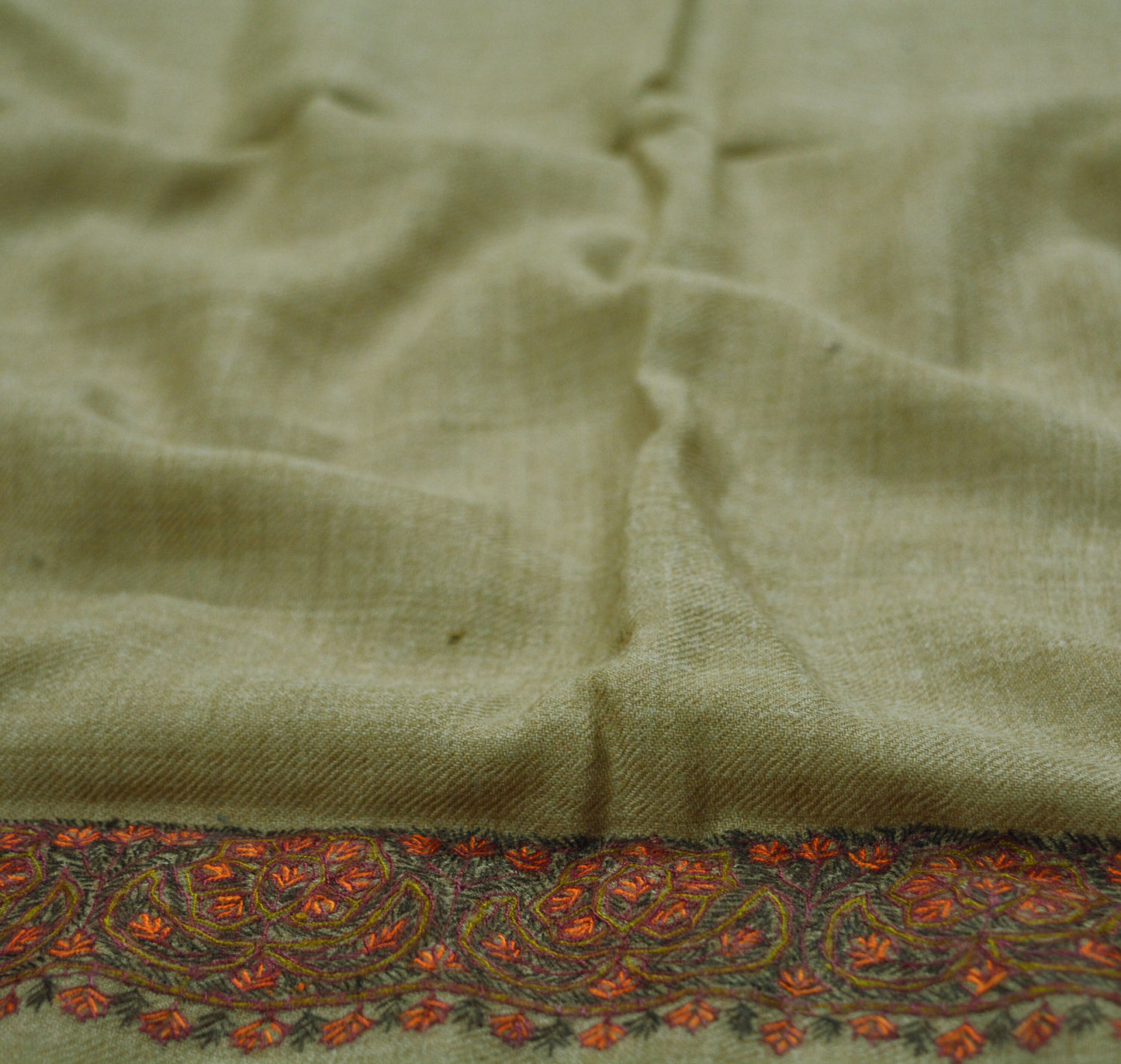 Vintage Brown Shawl Pure Woolen Handmade Suzani Long Throw Stole Warm Stole Floral Design Soft