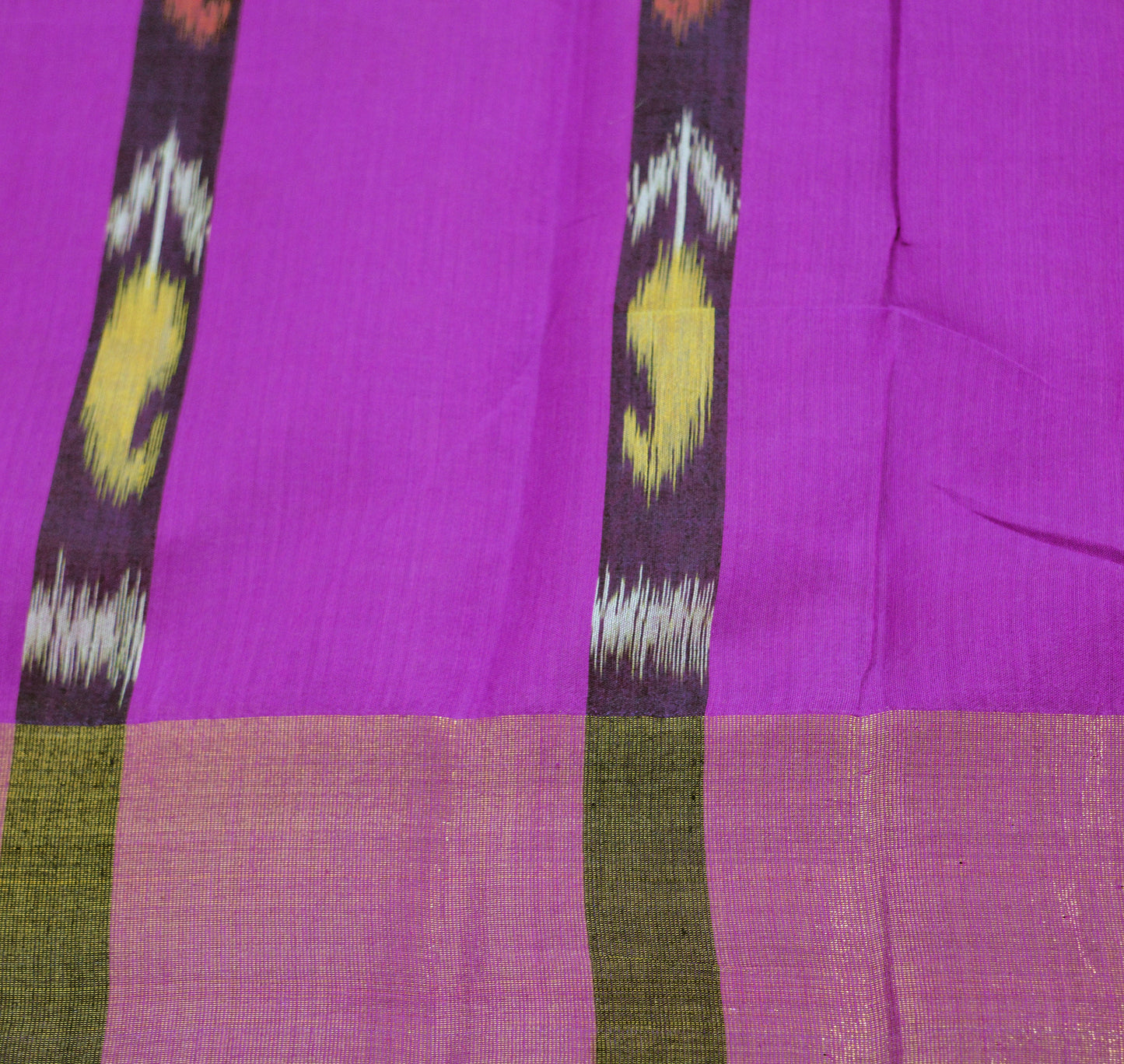 Indian Vintage Purple Hand woven Sambalpuri Ikat sari Saree Blend Cotton Indian Sari Fabric 5Yard Craft Ethnic Zari Border