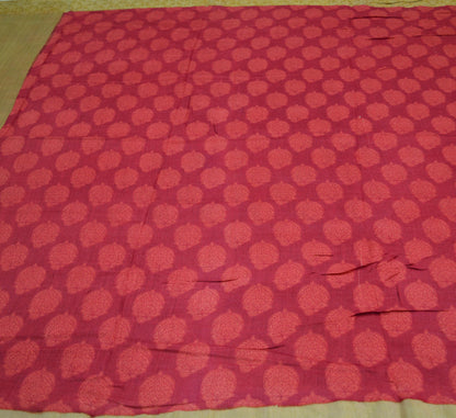 Indian Vintage Sari Pink & Peach Pure Tussar Silk Printed Saree Fabric 5yard Sewing Craft Fabric DressMaking Wrap