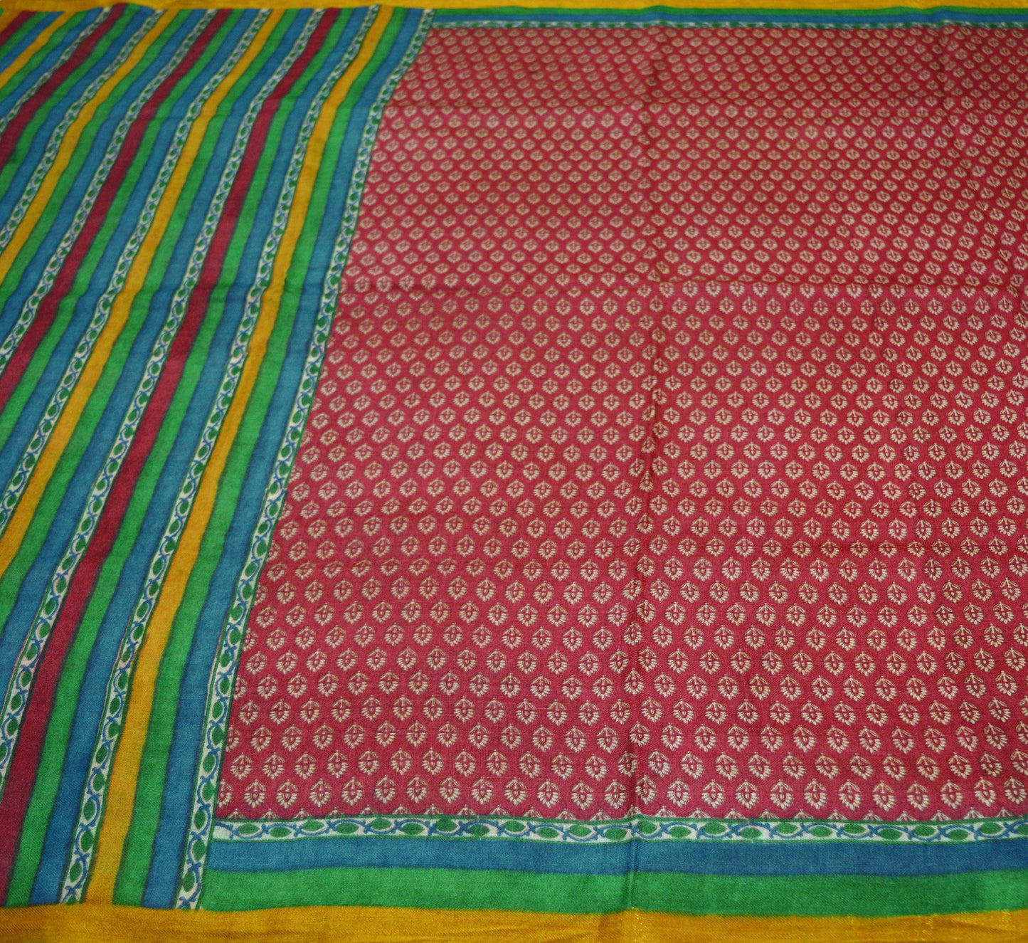 Vintage Maroon Heavy Saree Woven Printed 100% Pure Woolen Indian Sari Fabric 5Yard Indian Sari Soft Floral