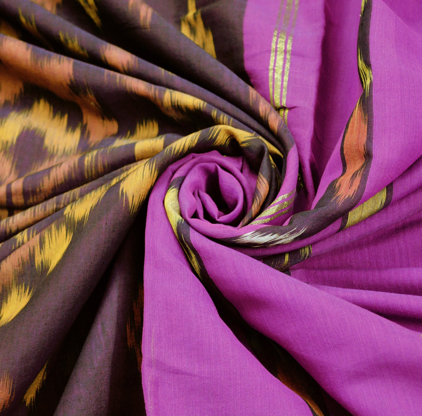 Indian Vintage Purple Hand woven Sambalpuri Ikat sari Saree Blend Cotton Indian Sari Fabric 5Yard Craft Ethnic Zari Border