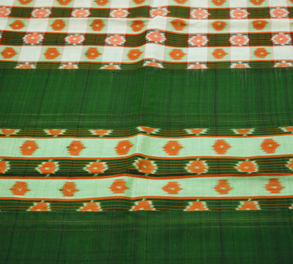 Indian Vintage Green Saree Pure Silk Patan Patola Hand Woven Ikat Indian Sari Fabric 5Yard Craft Ethnic Zari Border