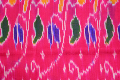 Indian Vintage Pink Pochampally Silk Saree Pure Silk Hand Woven Ikat Patola Indian Sari Fabric 5Yard Craft Ethnic Zari Border