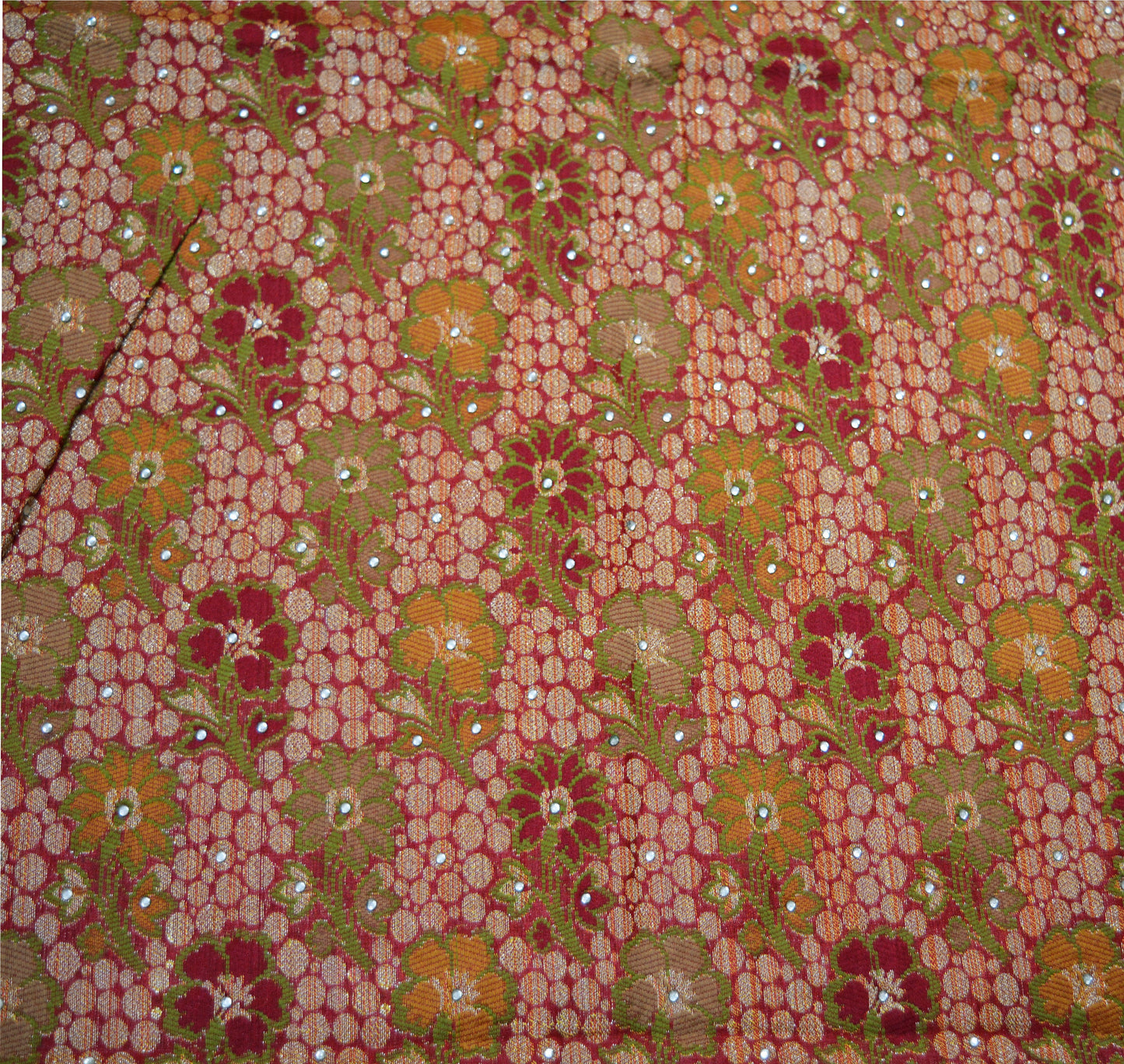 Indian Vintage Sari Red Pure Tussar Silk Hand Woven Sarees Fabric 5Yard Sewing Ethnic Floral