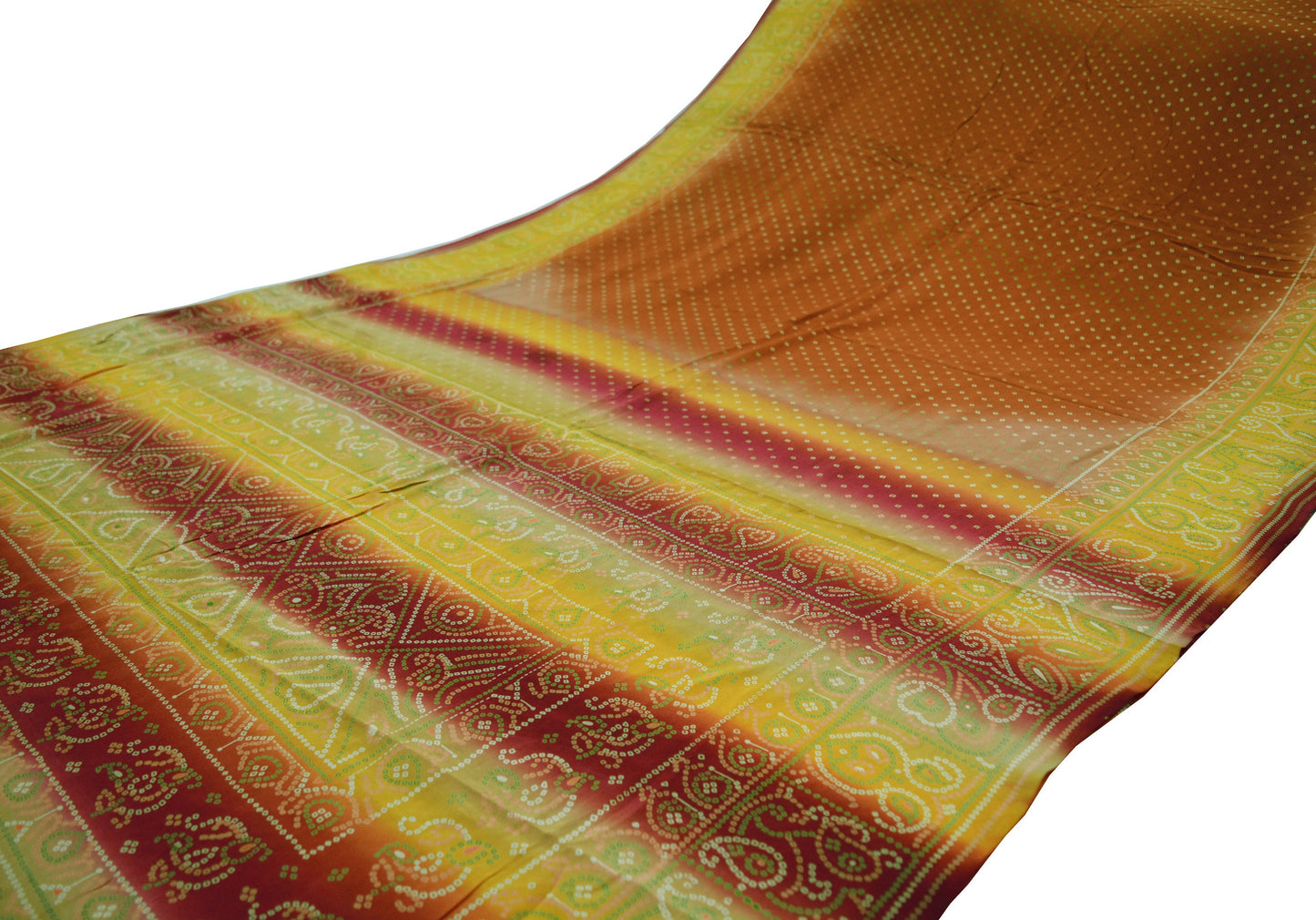 Indian Vintage  Sari Pure Crepe Silk Bandani Printed Saree 7yd Sewing Soft Boho Wrap