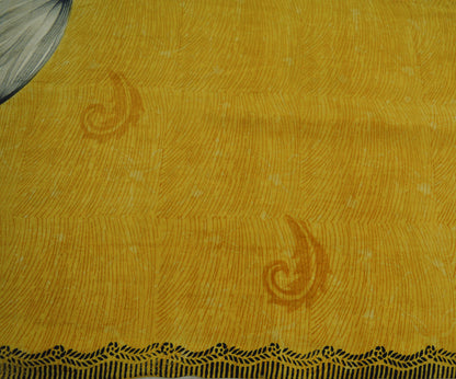 Indian Vintage Sari Pure Crepe Silk Printed Saree Craft Fabric 5yd Sewing Floral Wrap