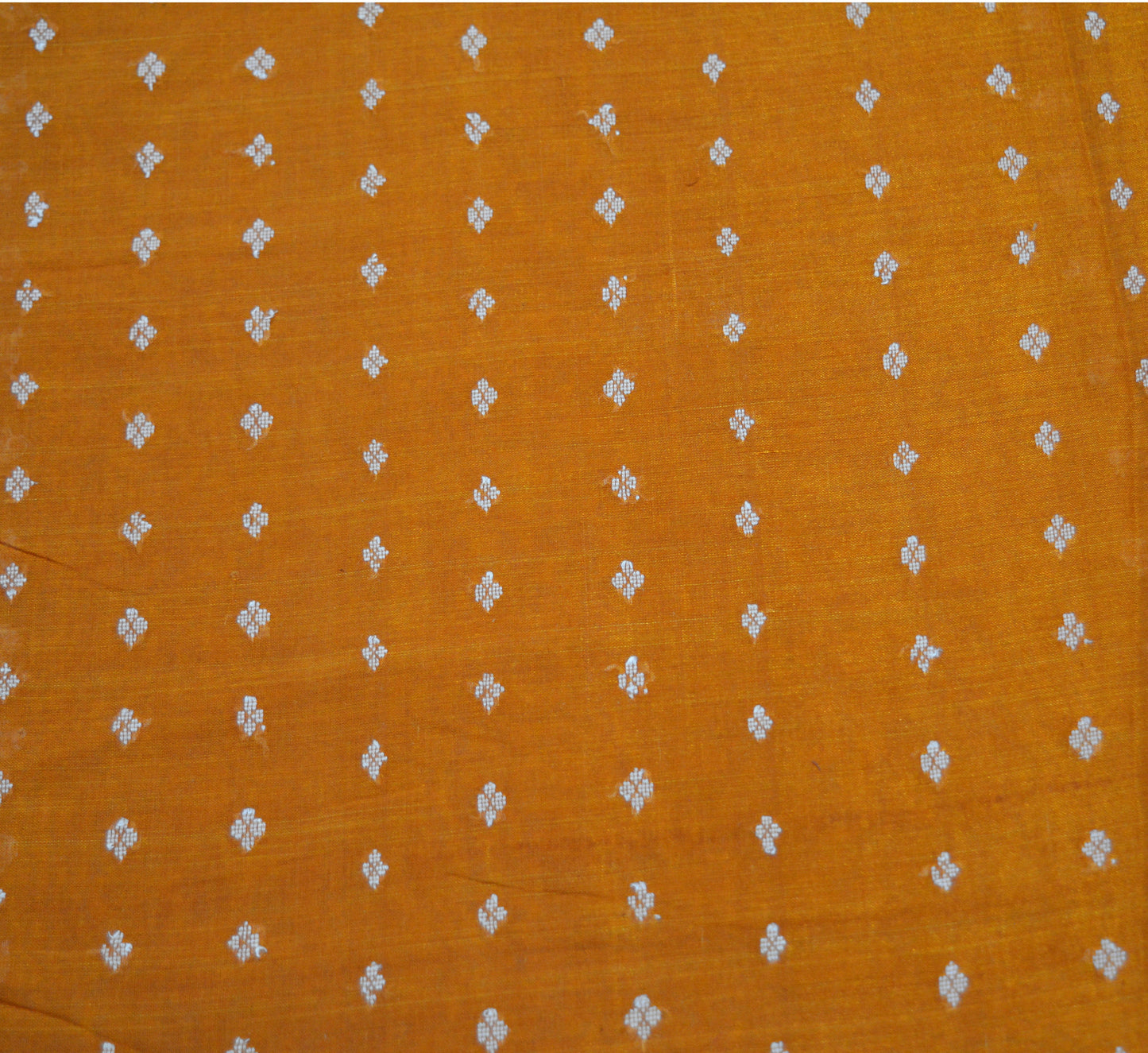 Indian Vintage Sari Saffron Artificial  Silk Hand Woven Saree Fabric 5yard Sewing Craft DressMaking  Soft Floral Ethnic