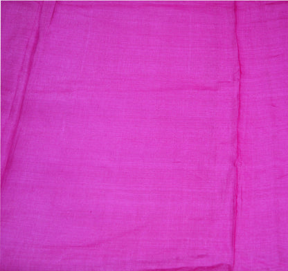 Indian Vintage Sari Magenta  Pure Tussar Silk Hand Woven Sarees Craft Fabric 5Yard Sewing Ethnic Floral