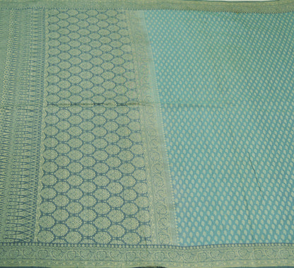 Indian Vintage Gray Heavy Saree Pure Silk Hand Woven Indian Sari 5yd Ethnic Fabric Craft Floral Sewing