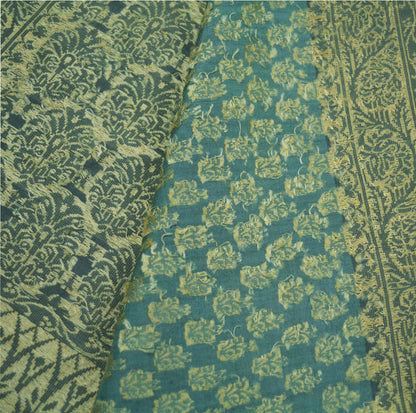 Indian Vintage Gray Heavy Saree Pure Silk Hand Woven Indian Sari 5yd Ethnic Fabric Craft Floral Sewing